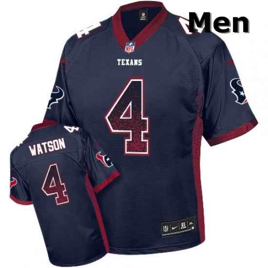 Men Nike Houston Texans 4 Deshaun Watson Elite Navy Blue Drift Fashion NFL Jersey